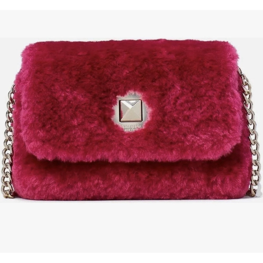 Kate Spade Audrey Faux Shearling Micro‎ Crossbody Bag Festive Pink K9280